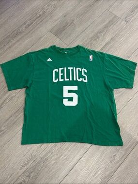 adidas Green Celtics #5 Basketball Tee with White Lettering